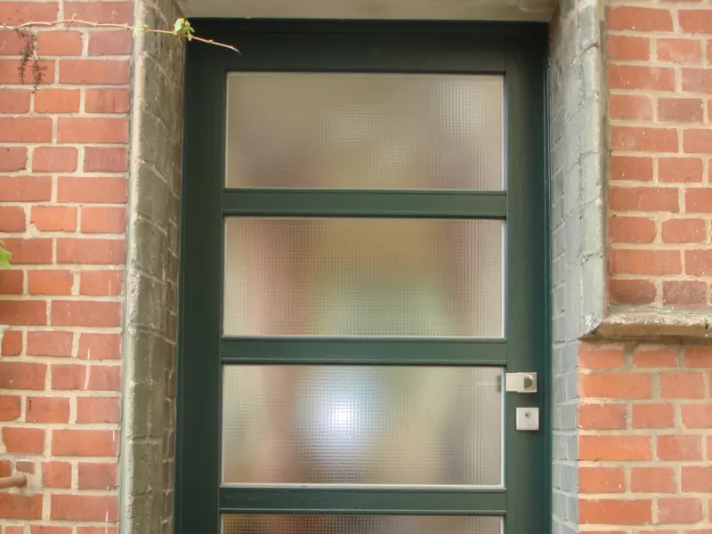 Haustür Eiche, grün, mit Glas, Ansicht,